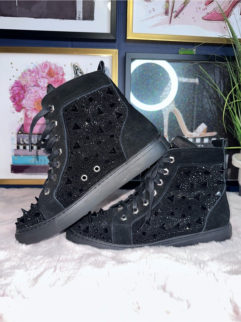 J75 By Jump Zambia Black Studded Spike High Top Sneakers Men’s Size 9 EU 42 - Picture 4 of 11